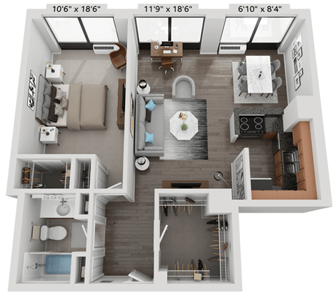 1 Bed 1 Bath  Floor Plan | 840 Sq. Ft. at The Montrose Apartments in Chicago, IL